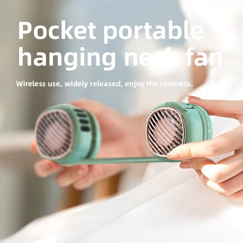 Portable Hanging Neck Fan 5 Speed Wearable Personal Fan Air Cooler Rechargeable
