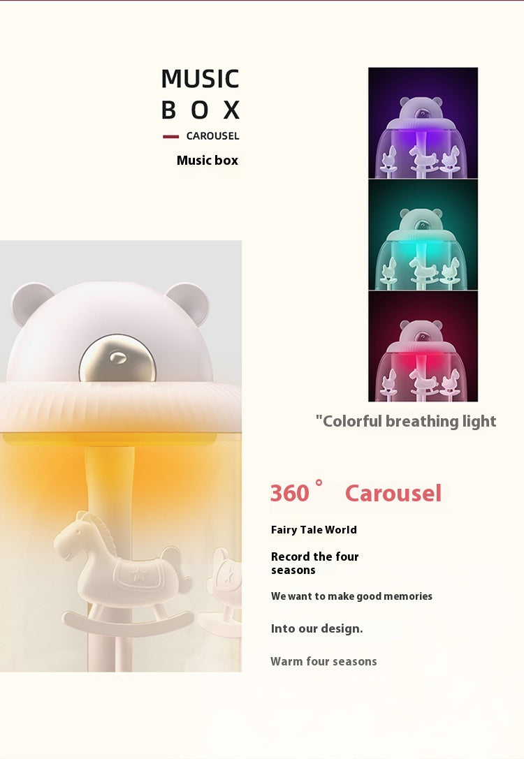 USB Rechargable Cool Mist Humidifier Creative Carousel Humidifier For Living Room Bedroom Office Electric Air Humidifier