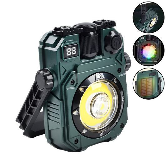 Multifunctional Rechargeable LED Work Light with Solar Panel & Magnet