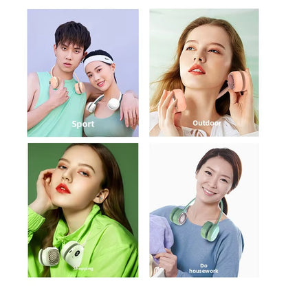 Portable Hanging Neck Fan 5 Speed Wearable Personal Fan Air Cooler Rechargeable