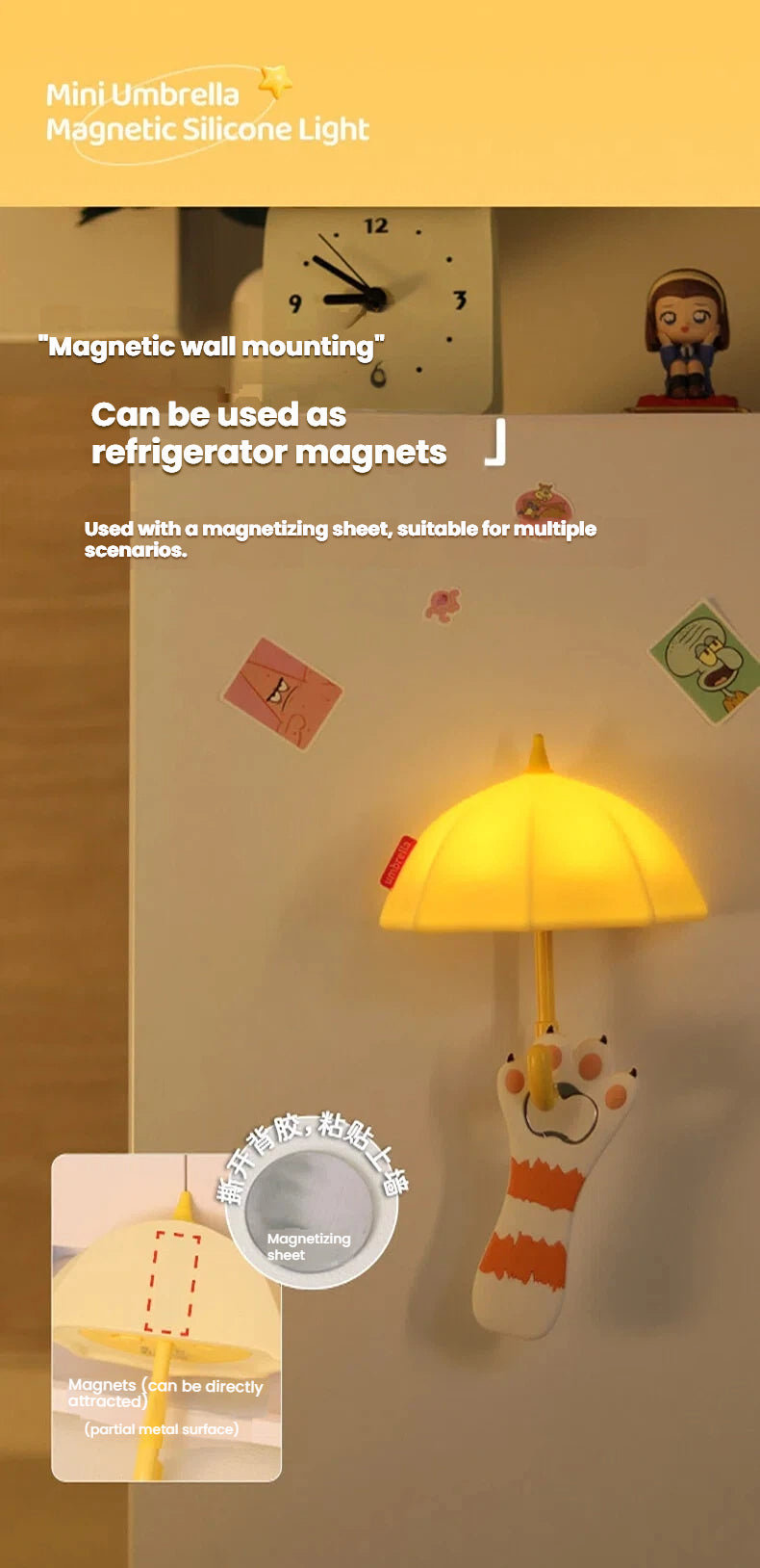 Mini Umbrella Magnetic Silicone Light