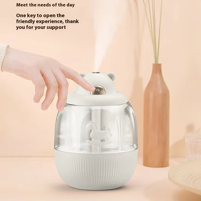 USB Rechargable Cool Mist Humidifier Creative Carousel Humidifier For Living Room Bedroom Office Electric Air Humidifier