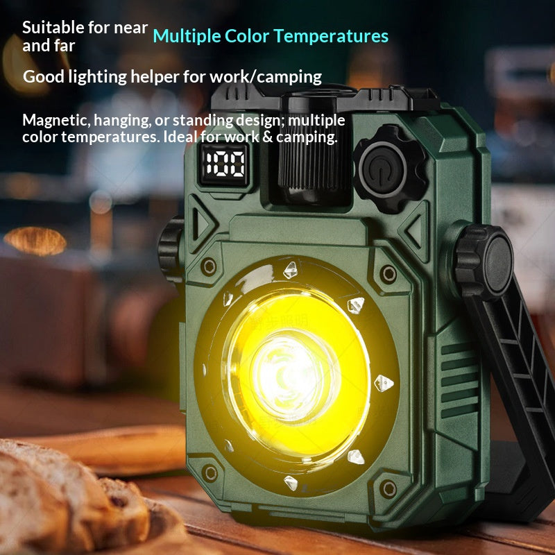 Multifunctional Rechargeable LED Work Light with Solar Panel & Magnet